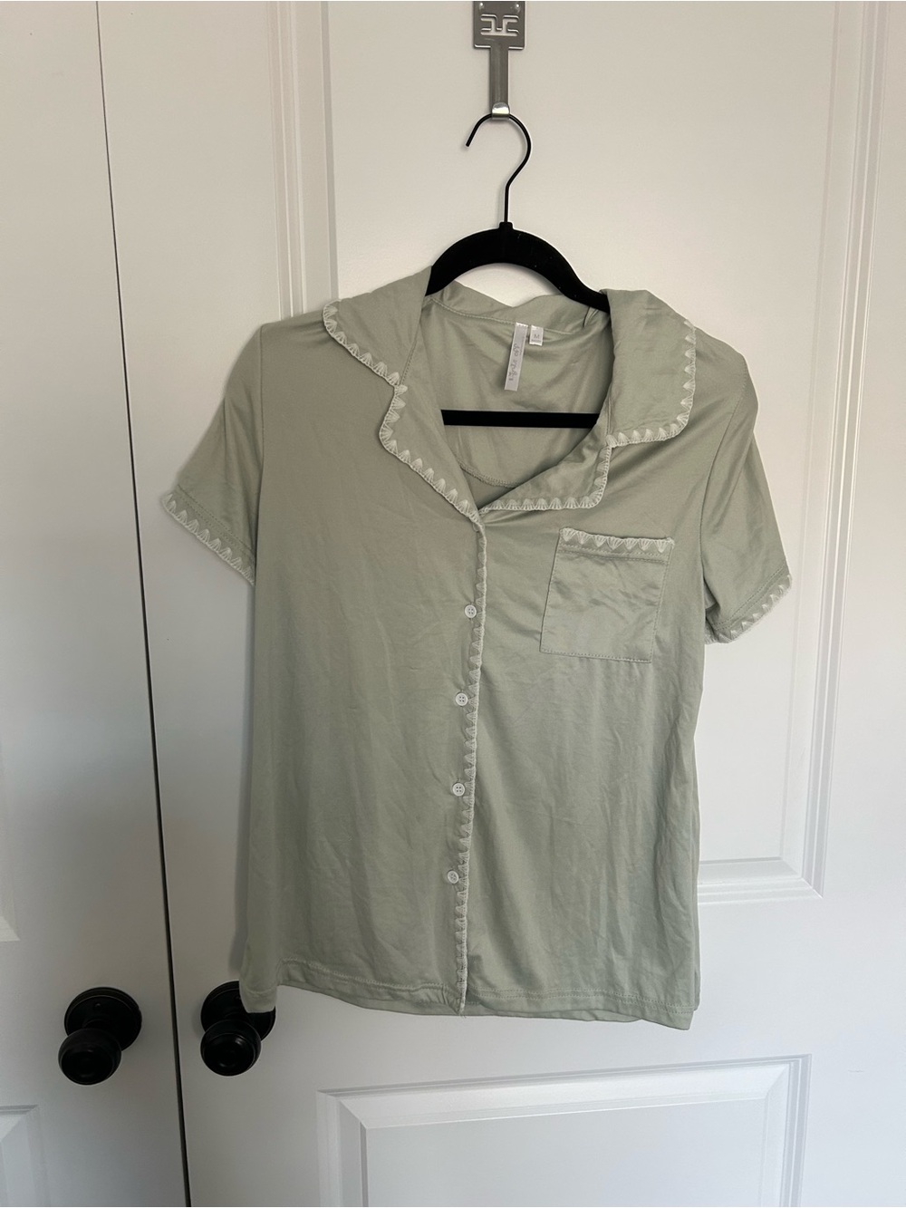Light Sage Green Pajama Set with Contrast Trim